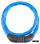 Трос-замок 81601 с шифром, со стальными звеньями, 18x1000 мм, синий 540048