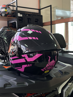 Шлем интеграл HETOSHI цв. Черный с розовыми вставками р.M