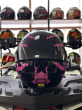 Шлем интеграл HETOSHI цв. Черный с розовыми вставками р.L