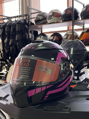 Шлем интеграл HETOSHI цв. Черный с розовыми вставками р.L