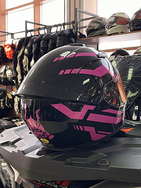 Шлем интеграл HETOSHI цв. Черный с розовыми вставками р.L