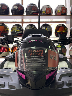 Шлем интеграл HETOSHI цв. Черный с розовыми вставками р.L